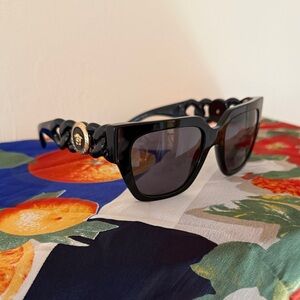 Versace Black Sunglasses with Gold Medallion